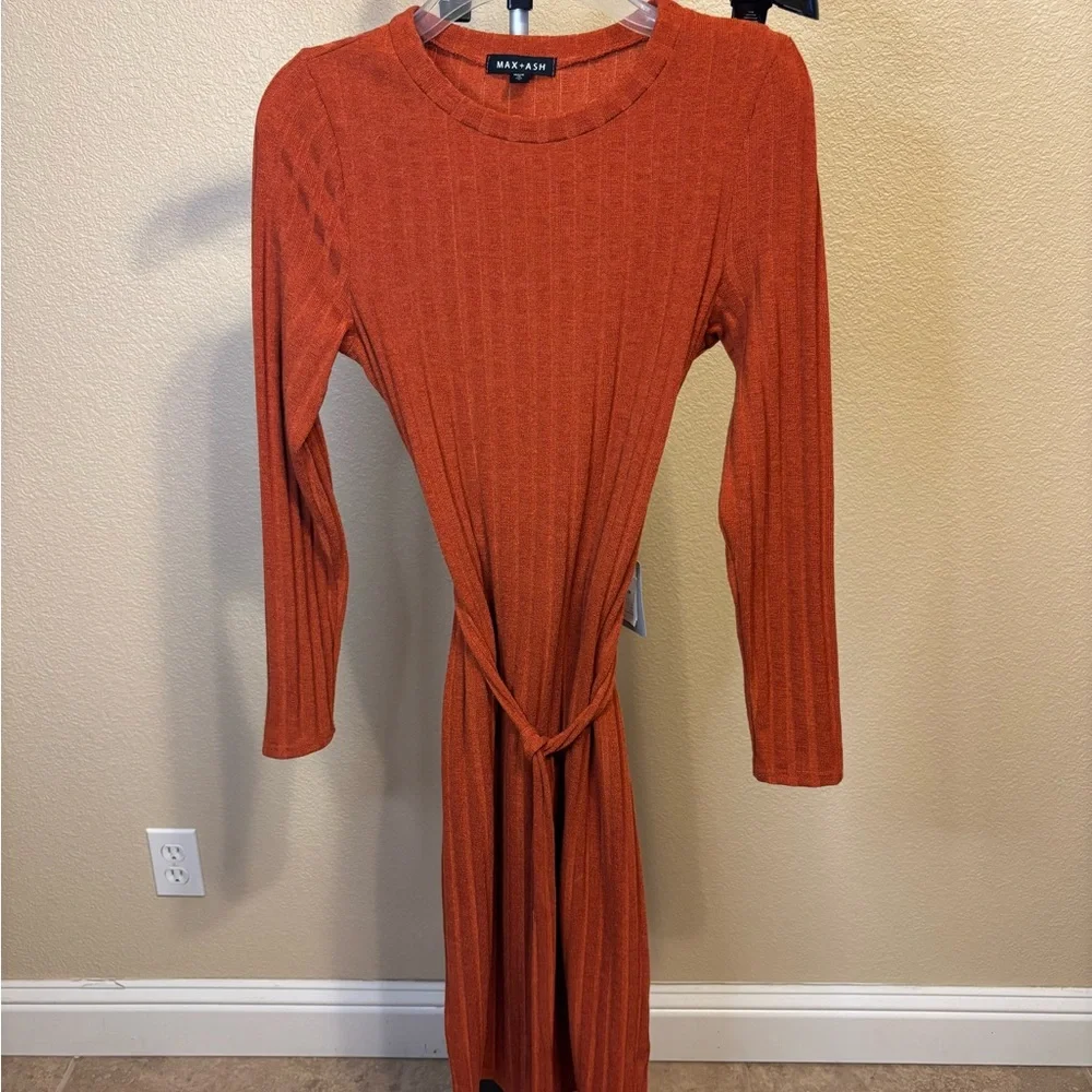 Max & Sam Women's‎ Long Sleeve Orange Dress
